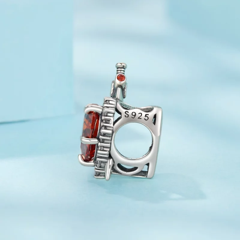 (image pour) Perle Pandora Style Cœur Épée en Argent 925 Oxydé avec Zirconium - SCC3123 - Afficher 3