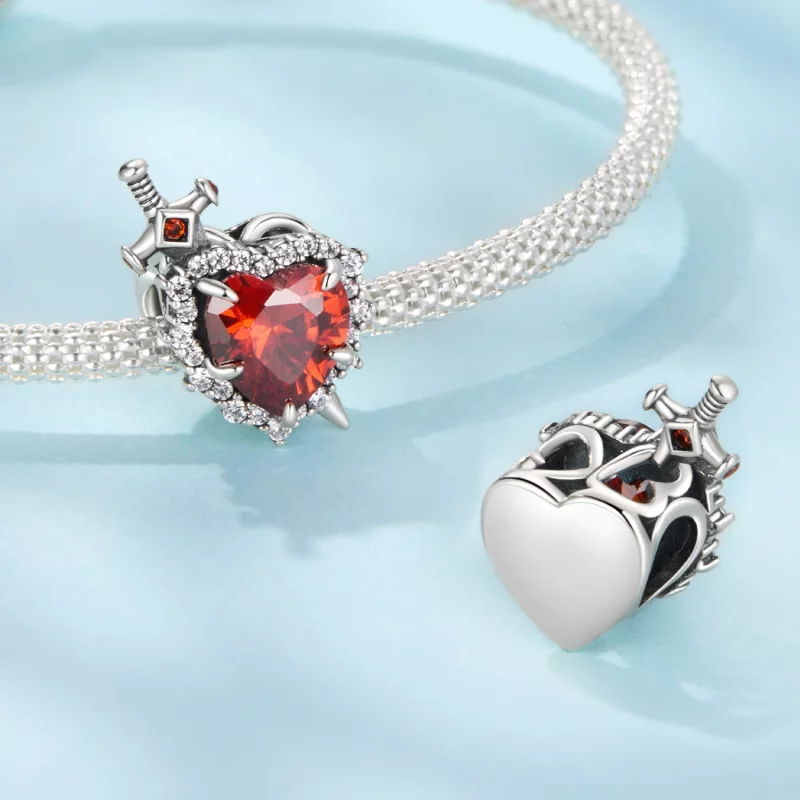 (image pour) Perle Pandora Style Cœur Épée en Argent 925 Oxydé avec Zirconium - SCC3123 - Afficher 4