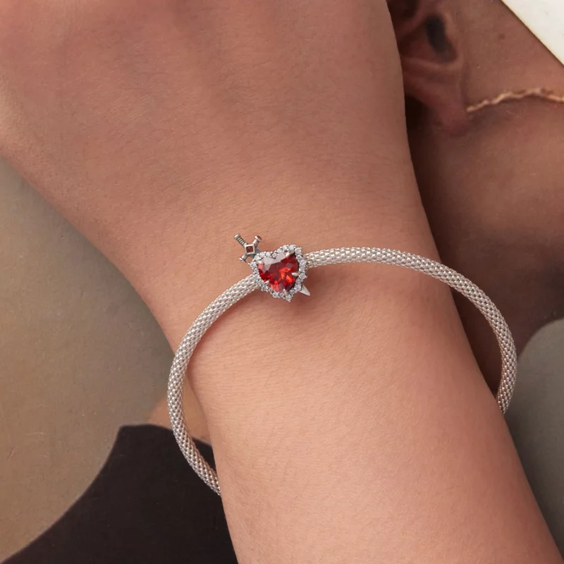 (image pour) Perle Pandora Style Cœur Épée en Argent 925 Oxydé avec Zirconium - SCC3123 - Afficher 6
