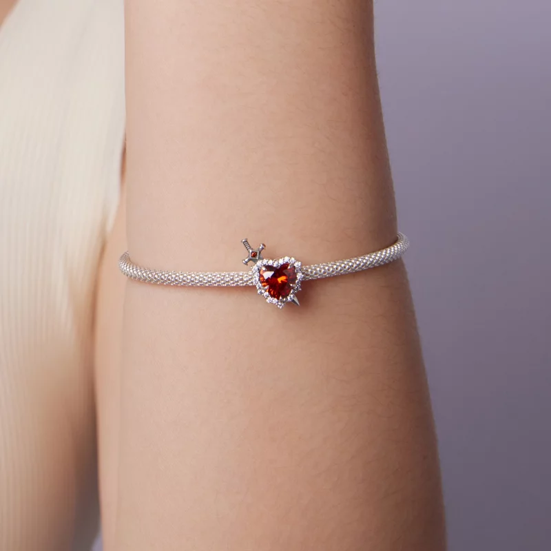 (image pour) Perle Pandora Style Cœur Épée en Argent 925 Oxydé avec Zirconium - SCC3123 - Afficher 7