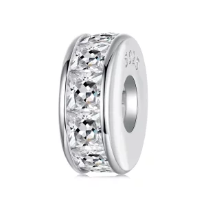 (image pour) Perle d'espacement étincelante Pandora en argent 925 plaquée platine et zirconium - BSC1151