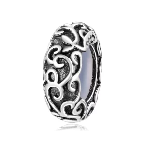 (image pour) Perle de séparation en silicone Pandora Style 925 argent oxydé à motif de vigne - SCC3107