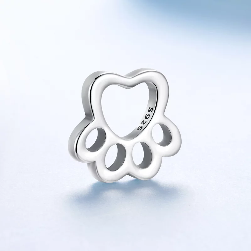 (image pour) Perle Pandora Style Empreinte de Patte en Argent 925 Oxydée - Charme Mémoire Ani - Afficher 2