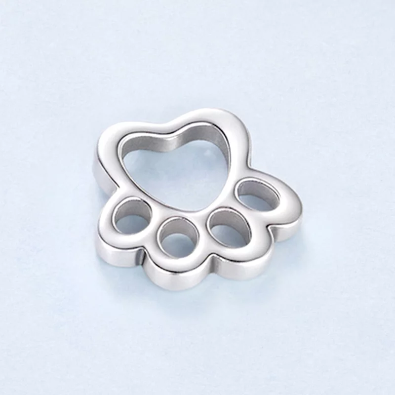 (image pour) Perle Pandora Style Empreinte de Patte en Argent 925 Oxydée - Charme Mémoire Ani - Afficher 3