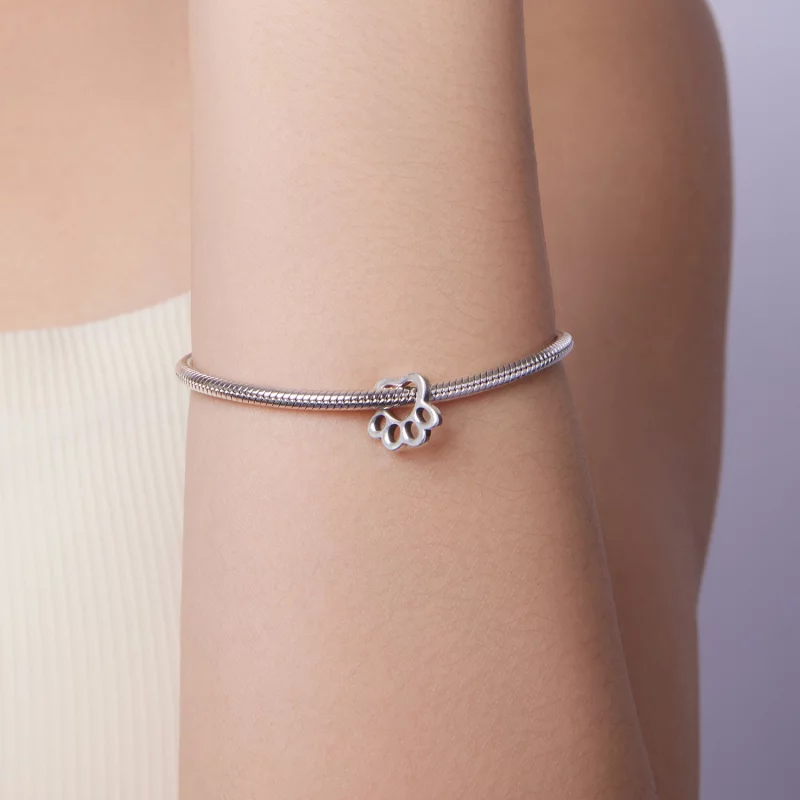 (image pour) Perle Pandora Style Empreinte de Patte en Argent 925 Oxydée - Charme Mémoire Ani - Afficher 7