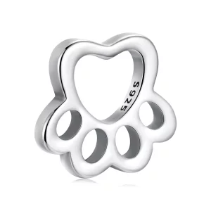 (image pour) Perle Pandora Style Empreinte de Patte en Argent 925 Oxydée - Charme Mémoire Animal - BSC1139