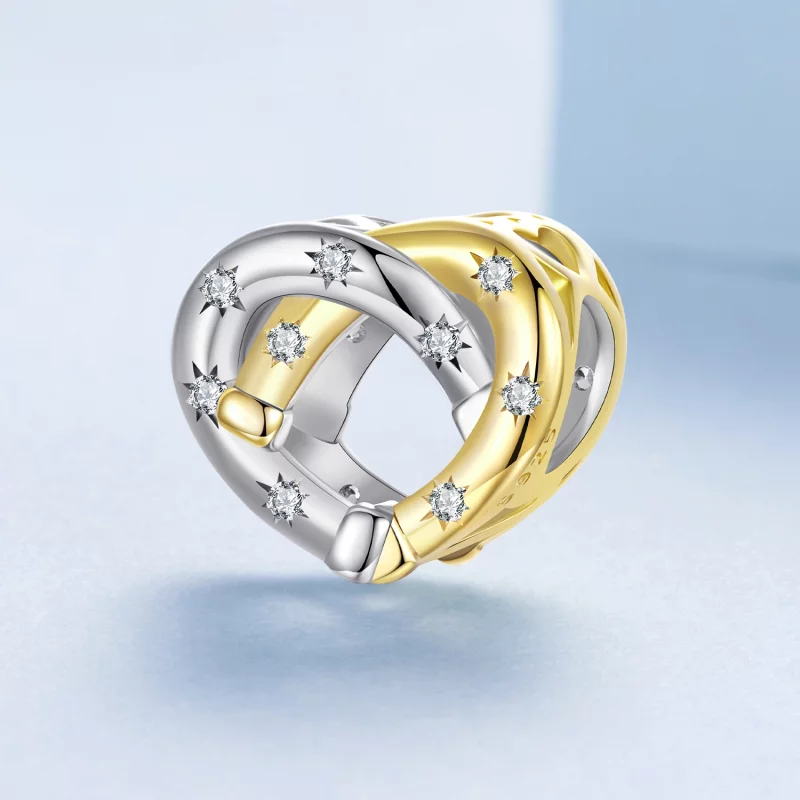 (image pour) Perle Pandora Style Cœur Fer à Cheval en Argent 925 avec Zirconium Cubique - Pla - Afficher 2