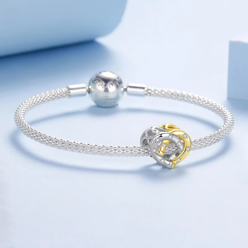 (image pour) Perle Pandora Style Cœur Fer à Cheval en Argent 925 avec Zirconium Cubique - Pla - Afficher 5