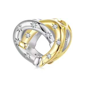 Perle Pandora Style Cœur Fer à Cheval en Argent 925 avec Zirconium Cubique - Plaqué Platine et Or - BSC1136 (image pour) Perle Pandora Style Cœur Fer à Cheval en Argent 925 avec Zirconium Cubique - Plaqué Platine et Or - BSC1136