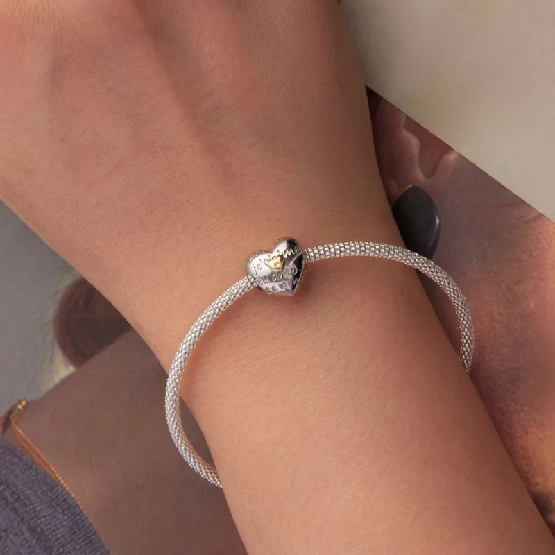 (image pour) Perle Pandora Style "Je t'aime" en argent 925 avec zirconium cubique - Charme pl - Afficher 6