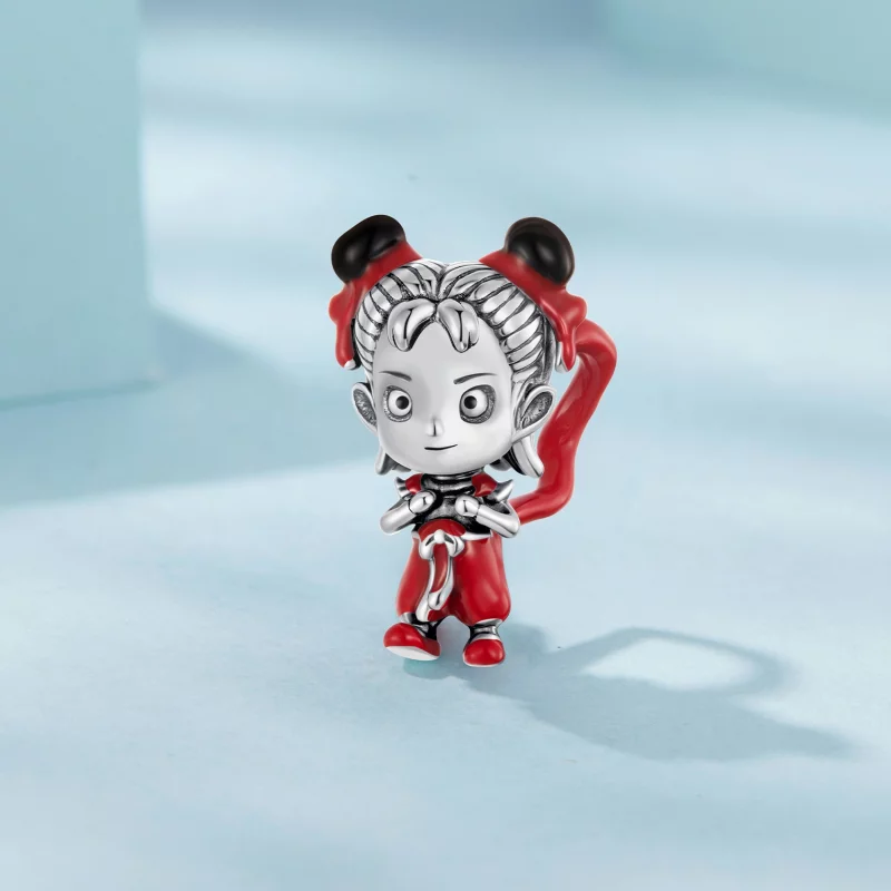 (image pour) Perle Pandora Style en argent 925 oxydé avec charm Nezha - Charm enfant mythique - Afficher 2