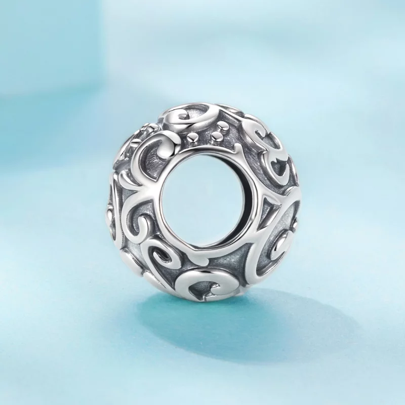 (image pour) Perle Pandora Style en argent 925 oxydé avec motif vigne - SCC3117 - Afficher 3