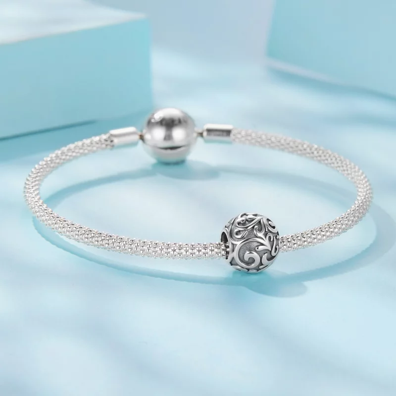 (image pour) Perle Pandora Style en argent 925 oxydé avec motif vigne - SCC3117 - Afficher 5