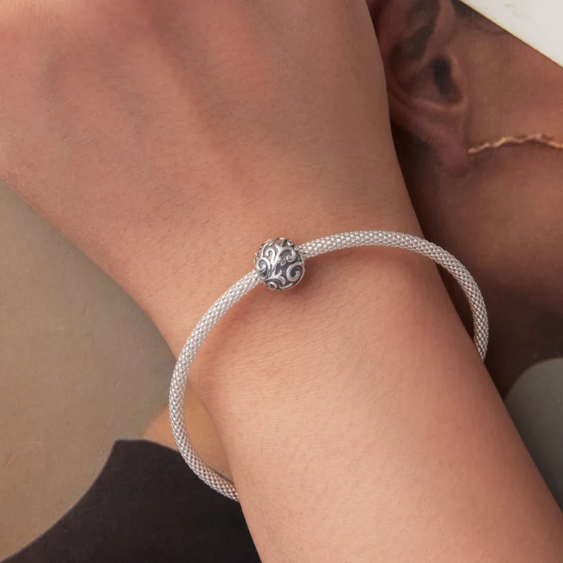 (image pour) Perle Pandora Style en argent 925 oxydé avec motif vigne - SCC3117 - Afficher 6