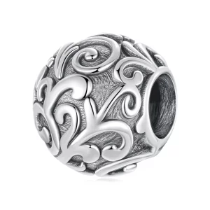 Perle Pandora Style en argent 925 oxydé avec motif vigne - SCC3117 (image pour) Perle Pandora Style en argent 925 oxydé avec motif vigne - SCC3117