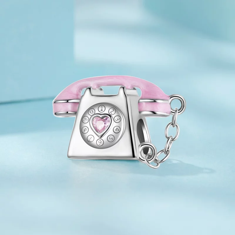 (image pour) Perle Vintage Téléphone en Argent 925 Plaqué Platine Pandora avec Zircone et Éma - Afficher 2