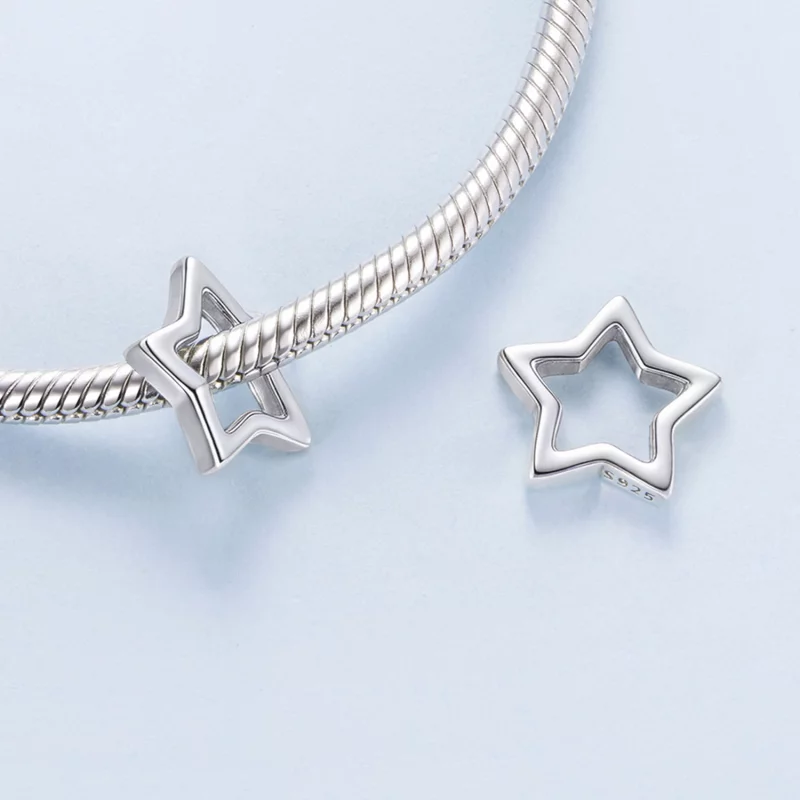(image pour) Perle Charme Style Pandora Étoile Brillante en Argent 925 Oxydé - BSC1140 - Afficher 4