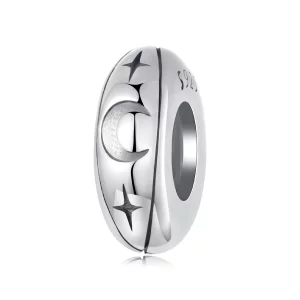 (image pour) Perle de Séparation en Silicone Étoile et Lune en Argent Sterling 925 Oxydé de Pandora - SCC3119