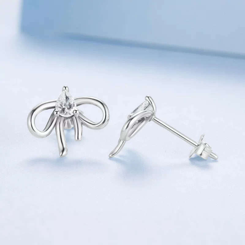 (image pour) Pandora Style S925 Argent Sterling Nœud Papillon Romantique Studs en Zirconium C - Afficher 4