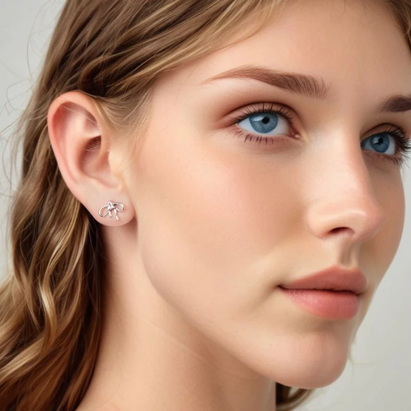 (image pour) Pandora Style S925 Argent Sterling Nœud Papillon Romantique Studs en Zirconium C - Afficher 7