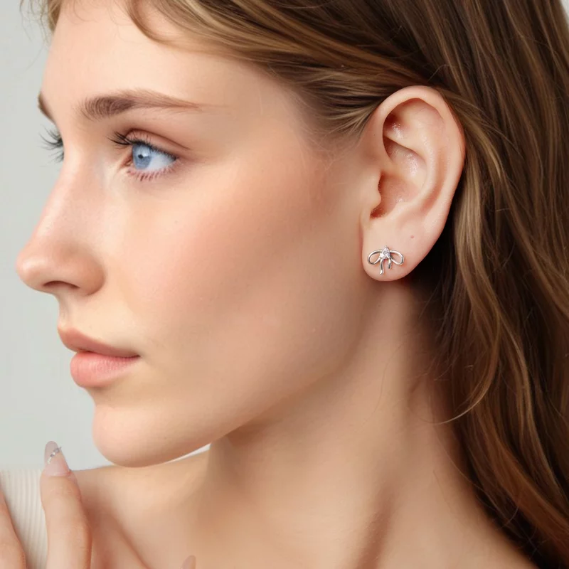 (image pour) Pandora Style S925 Argent Sterling Nœud Papillon Romantique Studs en Zirconium C - Afficher 8
