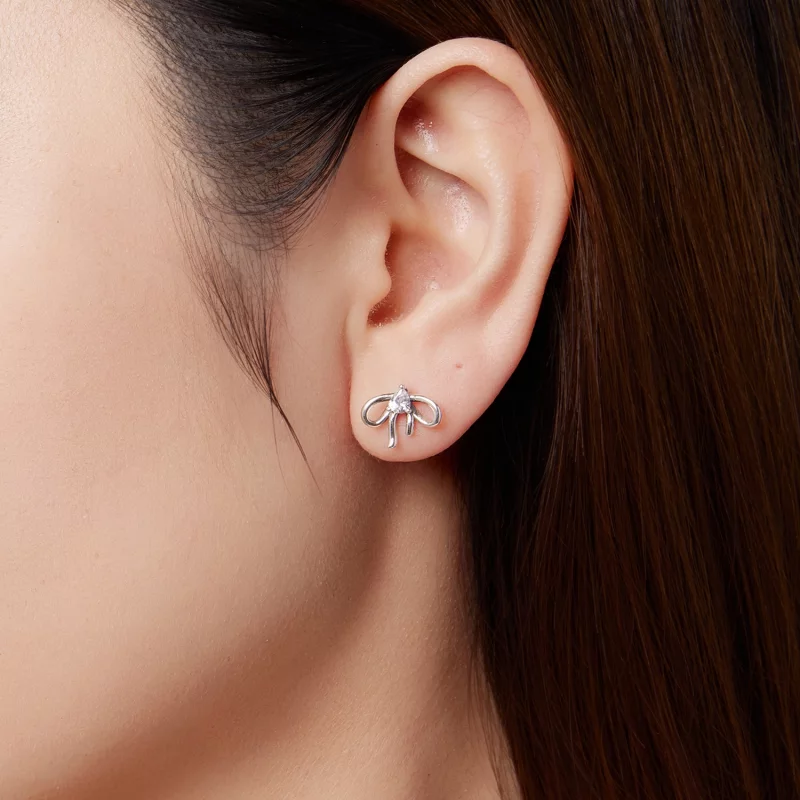 (image pour) Pandora Style S925 Argent Sterling Nœud Papillon Romantique Studs en Zirconium C - Afficher 9