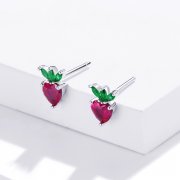 Clous d'Oreilles Style PANDORA Jolie petite fraise - SCE1034
