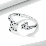 Bague ouverte style Pandora avec une girafe - BSR228