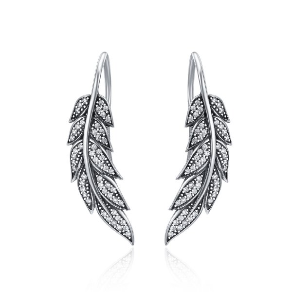 Pendants d'Oreilles Style PANDORA Feuilles Amoureuses - SCE215