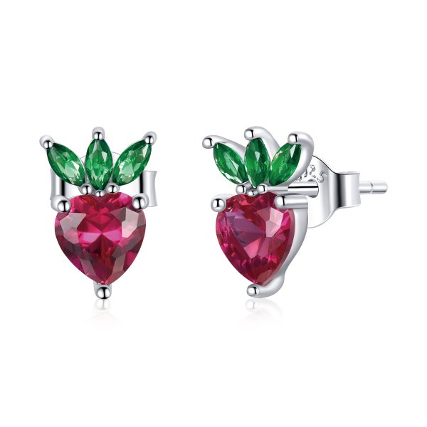 Clous d'Oreilles Style PANDORA Jolie petite fraise - SCE1034