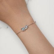 Bracelet à chaîne avec fleur bleue de style Pandora - BSB138