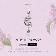 Charm Pendant Style PANDORA Chat joue avec les étoiles - SCC1205