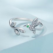 Bague ouverte style Pandora avec colibri - SCR871