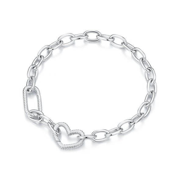 Bracelet à chaîne en style Pandora avec cœur - SCB258