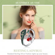 Bague Ouverte Style PANDORA Coccinelle au repos - SCR310