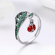 Bague Ouverte Style PANDORA Coccinelle au repos - SCR310