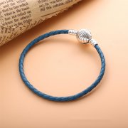 Bracelet en cuir tresse turquoise fermoir coquillage pandora moments - 598951C01-S2