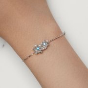 Bracelet à chaîne avec fleur bleue de style Pandora - BSB138