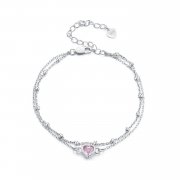 Bracelet à double chaîne en forme de cœur de style Pandora - BSB152