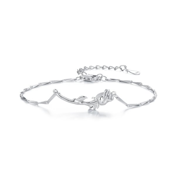 Bracelet à chaîne en style Pandora avec rose - BSB146