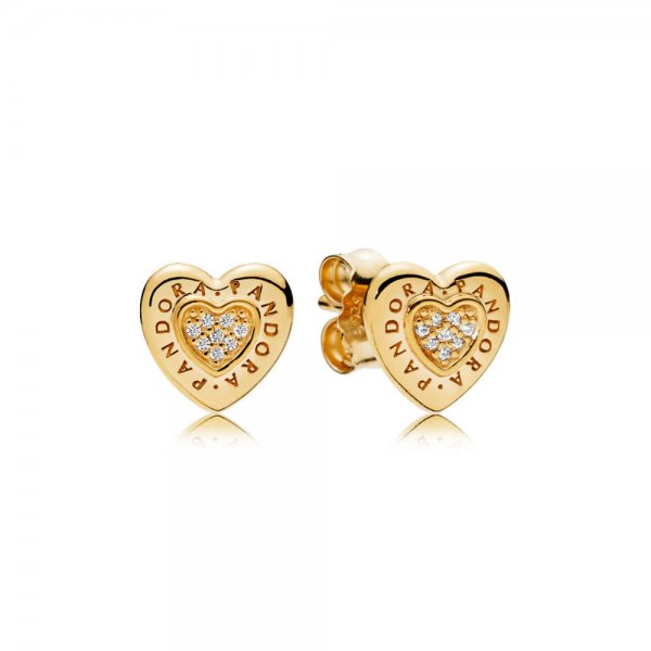 Clous d'oreilles Signature coeur en PANDORA Shine™ - 267382CZ