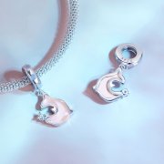 Pendentif style Pandora dauphin rose - SCC2639