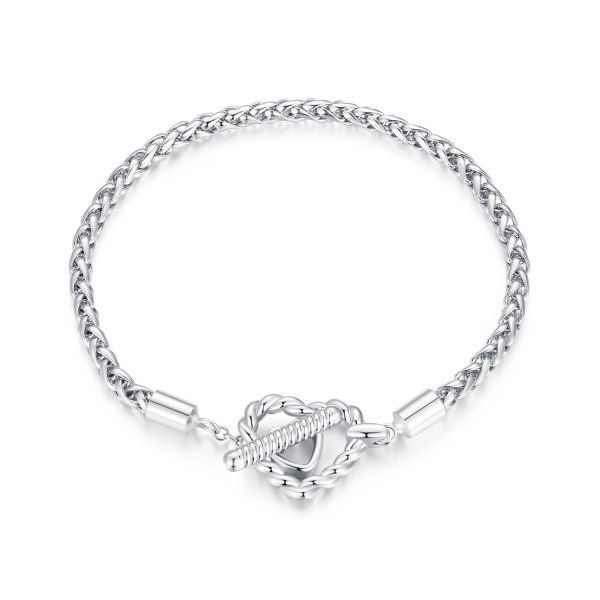 Bracelet style Pandora avec cœur et fermoir en T - BSB132