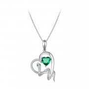 Collier de style Pandora avec un magnifique serpent enroulant un cœur - BSN327