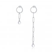 Pendants d'Oreilles Style PANDORA Asymétrique Beau Cercle - SCE1012