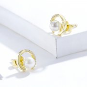 Clous d'Oreilles Style PANDORA perle - SCE802