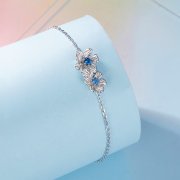 Bracelet à chaîne avec fleur bleue de style Pandora - BSB138