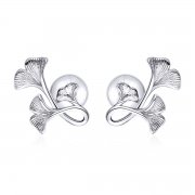 Clous d'Oreilles Style PANDORA Feuille de Ginkgo - BSE328