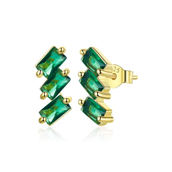 Clous d'Oreilles Style PANDORA Émeraude Solide - SCE1051-GN
