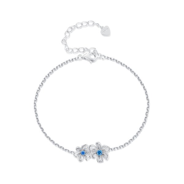 Bracelet à chaîne avec fleur bleue de style Pandora - BSB138